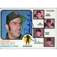 Frank Quilici Minnesota Twins Signed 1973 Topps Card #49 JSA Authenticated
