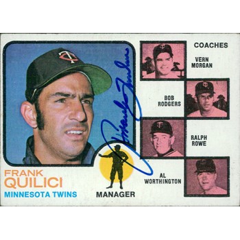 Frank Quilici Minnesota Twins Signed 1973 Topps Card #49 JSA Authenticated