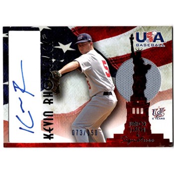 Kevin Rhoderick Signed 2007 USA Baseball Junior Jersey Signature Blue /150 AJ-36