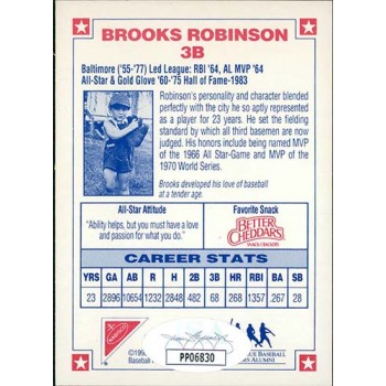 Brooks Robinson Signed 1993 Nabisco All Star Autographs Card JSA Authenticated