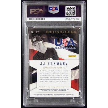 J.J. Schwarz Signed 2013 Panini Elite USA Baseball Extra Ed Relic Card #17 PSA