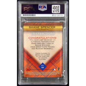 Shane Spencer Signed 2003 Topps Traded Transactions Relic Card #TT-SS PSA Authen