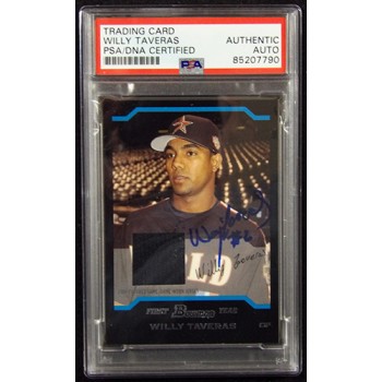 Willy Taveras Signed 2004 Bowman Draft Picks & Prospects Relic Card #BDP153 PSA