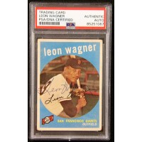 Leon Wagner San Francisco Giants Signed 1959 Topps Card #257 PSA Authenticated