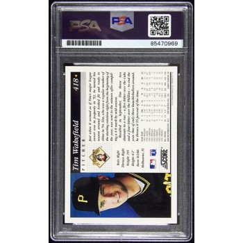 Tim Wakefield Pittsburgh Pirates Signed 1994 Score Card #418 PSA Authentic