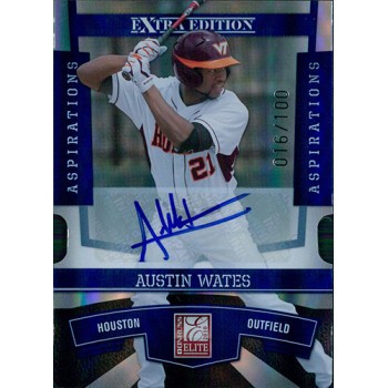 Austin Wates Signed 2010 Donruss Elite Extra Edition Baseball Card /100 #45