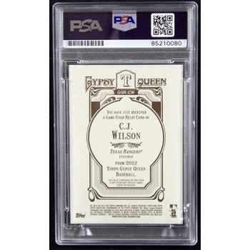 C.J. Wilson Signed 2012 Topps Gypsy Queen Relic Card #GQR-CW PSA Authenticated