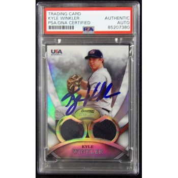 Kyle Winkler Signed 2010 Bowman Sterling USA Baseball Relic Card #USAR-41 PSA