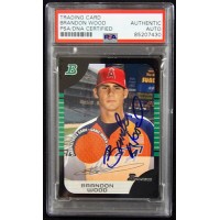 Brandon Wood Signed 2005 Bowman Draft Futures Game Relic Card #BDP144 PSA Authen