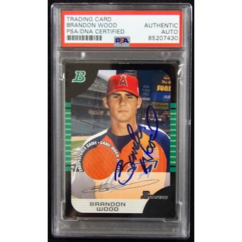 Brandon Wood Signed 2005 Bowman Draft Futures Game Relic Card #BDP144 PSA Authen