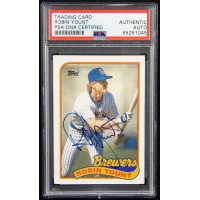 Robin Yount Milwaukee Brewers Signed 1989 Topps Card #615 PSA Authenticated