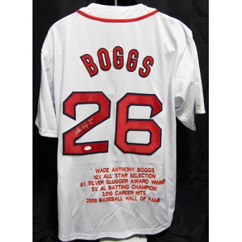 Wade Boggs Boston Red Sox Signed Custom Stat Jersey JSA Authenticated