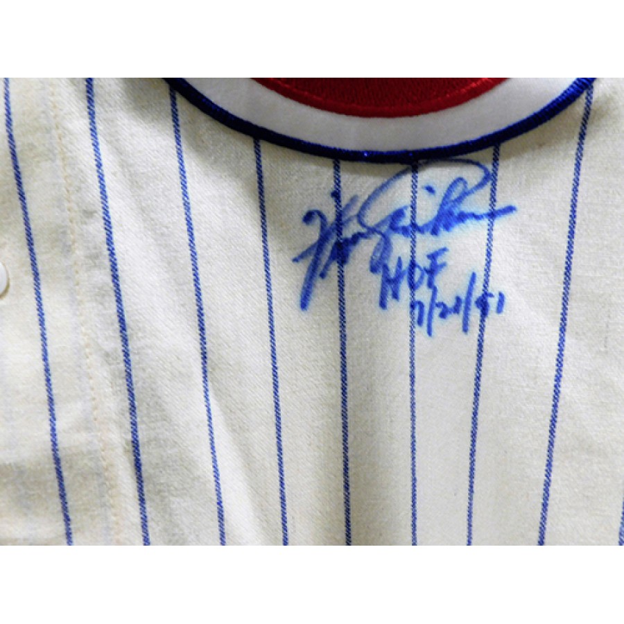 Autographed/Signed FERGIE JENKINS HOF 91 Chicago Blue Baseball Jersey JSA  COA
