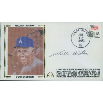 Walter Alston Los Angeles Dodgers Signed Cooperstown Cachet JSA Authenticated