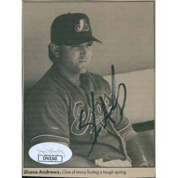 Shane Andrews Montreal Expos Signed 3x4 Cut Page Photo JSA Authenticated
