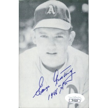 George Armstrong Philadelphia Athletics Signed 3.5x5.25 Cut Page Photo JSA Auth