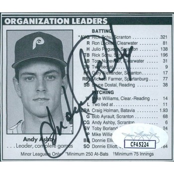 Andy Ashby Philadelphia Phillies Signed 2.5x3 Cut Page JSA Authenticated