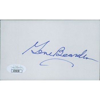 Gene Bearden Cleveland Indians Signed 3x5 Index Card JSA Authenticated