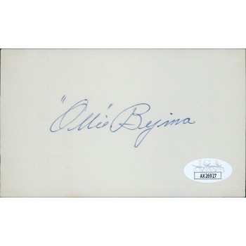 Ollie Bejma St. Louis Browns Signed 3x5 Index Card JSA Authenticated