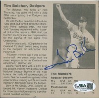 Tim Belcher Los Angeles Dodgers Signed 4.25x4.25 Cut Page JSA Authenticated Tim Belcher Los Angeles Dodgers Signed 4.25x4.25 Cut Page JSA Authenticated