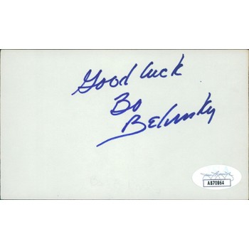 Bo Belinsky Los Angeles Angels Signed 3x5 Index Card JSA Authenticated