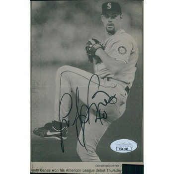 Andy Benes Seattle Mariners Signed 4.25x6.5 Cut Page Photo JSA Authenticated