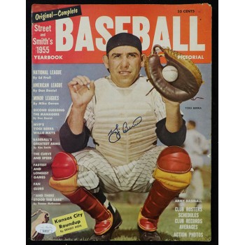 Yogi Berra Signed Baseball Pictorial Magazine JSA Authenticated Spine Issues