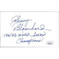 Johnny Blanchard New York Yankees Signed 3x5 Index Card JSA Authenticated