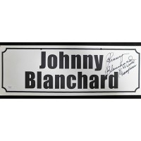 Johnny Blanchard Signed 7x20 Name Plate Convention Sign JSA Authenticated