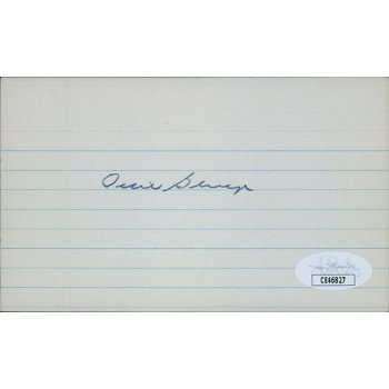 Ossie Bluege Washington Senators Signed 3x5 Index Card JSA Authenticated