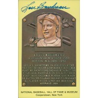 Lou Boudreau Signed Hall of Fame Cooperstown Plaque Postcard JSA Authenticated