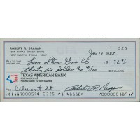 Robert Bobby Bragan Signed Cancelled Check JSA Authenticated