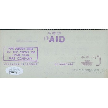 Robert Bobby Bragan Signed Cancelled Check JSA Authenticated