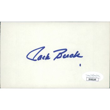 Jack Buck St. Louis Cardinals Signed 3x5 Index Card JSA Authenticated