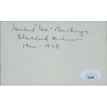 Garland Buckeye Cleveland Indians Signed 3x5 Index Card JSA Authenticated