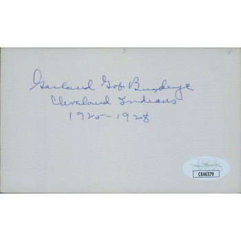 Garland Buckeye Cleveland Indians Signed 3x5 Index Card JSA Authenticated