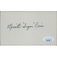 Merritt Sugar Cain Philadelphia Athletics Signed 3x5 Index Card JSA Authentic