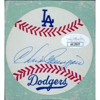 Chris Cannizzaro Los Angeles Dodgers Signed 3in Baseball Sticker JSA Authentic