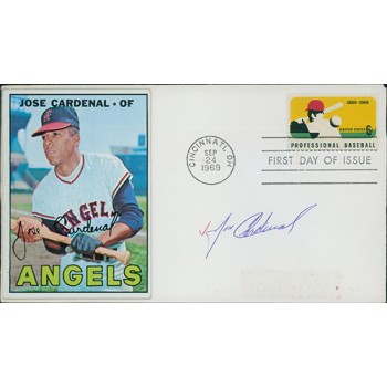 Jose Cardenal California Angels Signed First Day Issue Cachet JSA Authenticated