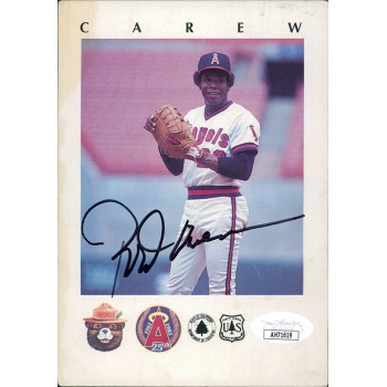 Rod Carew California Angels Signed 4.25x6 Promo Card JSA Authenticated