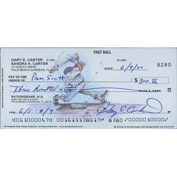 Gary Carter New York Mets Signed Cancelled Check JSA Authenticated