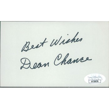 Dean Chance California Angels Signed 3x5 Index Card JSA Authenticated