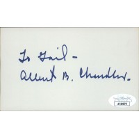 AB Happy Chandler Baseball Commissioner Signed 3x5 Index Card JSA Authenticated