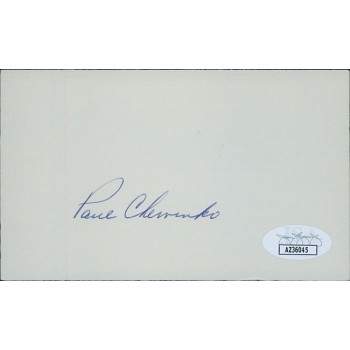 Paul Chervinko Brooklyn Dodgers Signed 3x5 Index Card JSA Authenticated
