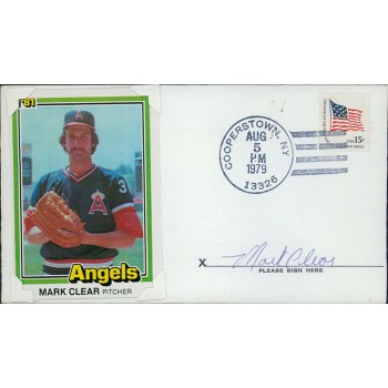 Mark Clear California Angels Signed First Day Issue Cachet JSA Authenticated