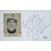 Gordy Coleman Cincinnati Reds Signed 3x5 Index Card JSA Authenticated