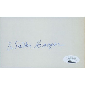 Walker Cooper St. Louis Cardinals Signed 3x5 Index Card JSA Authenticated