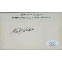 Stan Coveleski Cleveland Indians Signed 3x5 Index Card JSA Authenticated