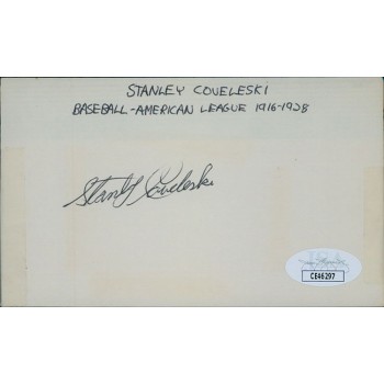 Stan Coveleski Cleveland Indians Signed 3x5 Index Card JSA Authenticated