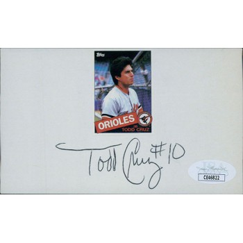 Todd Cruz Baltimore Orioles Signed 3x5 Index Card JSA Authenticated